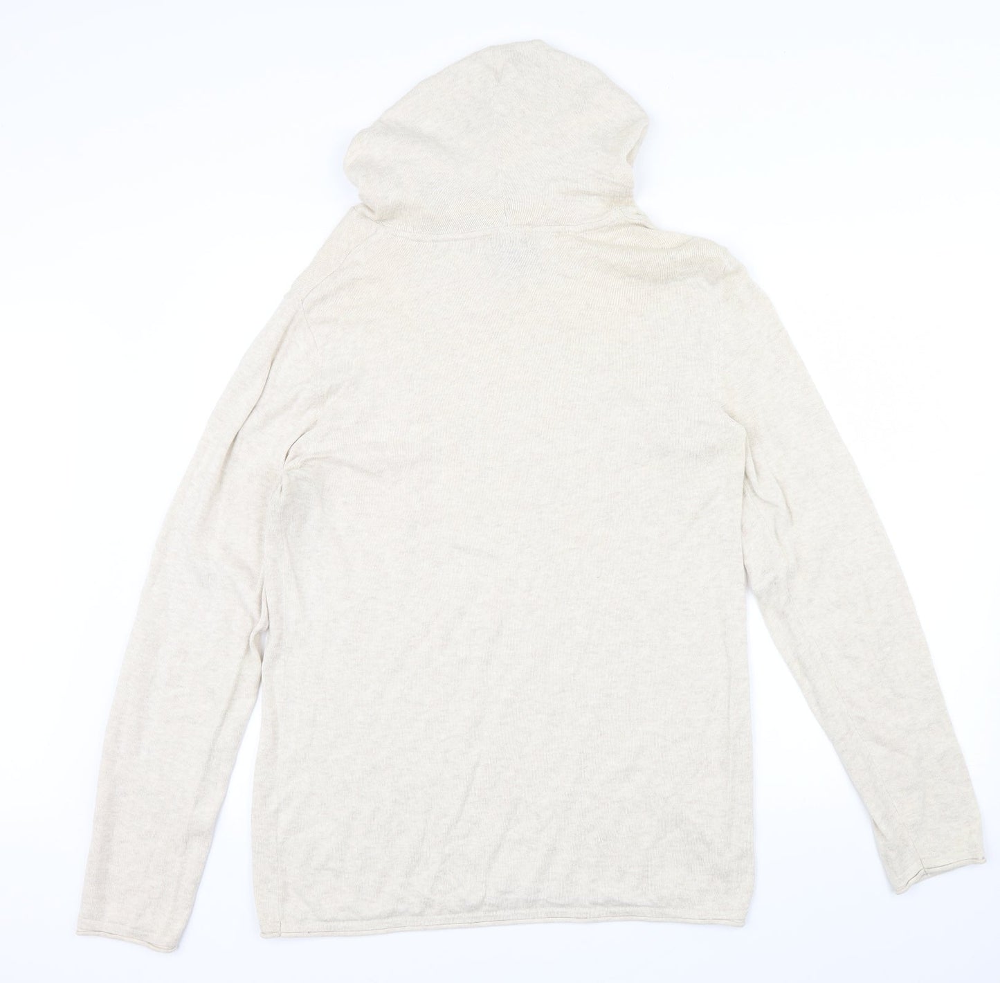 H&M Womens Beige   Pullover Hoodie Size M  - hood an tie cord