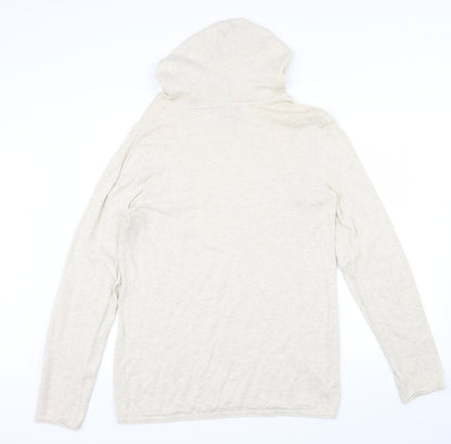 H&M Womens Beige   Pullover Hoodie Size M  - hood an tie cord