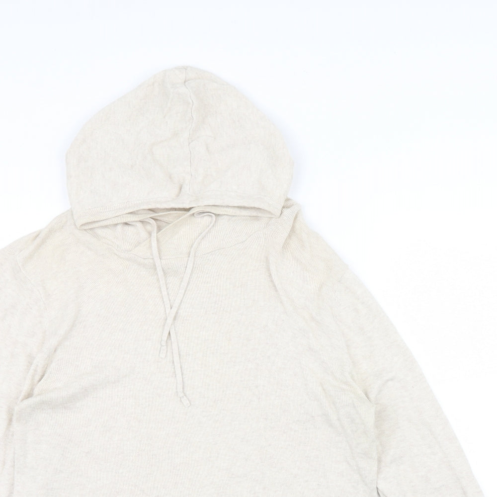 H&M Womens Beige   Pullover Hoodie Size M  - hood an tie cord
