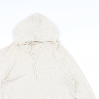 H&M Womens Beige   Pullover Hoodie Size M  - hood an tie cord