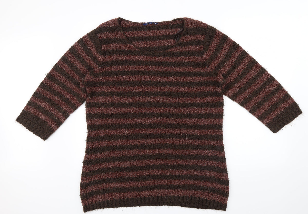 Store Twenty One Womens Brown Striped Pullover Jumper Size XL