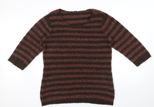 Store twenty one Womens Brown Striped  Pullover Jumper Size XL