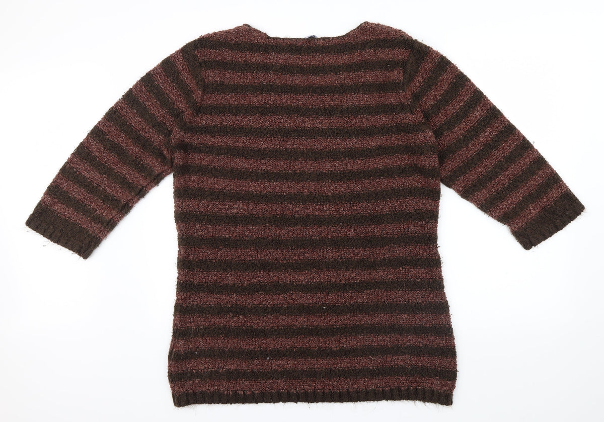 Store Twenty One Womens Brown Striped Pullover Jumper Size XL