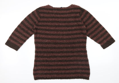 Store Twenty One Womens Brown Striped Pullover Jumper Size XL