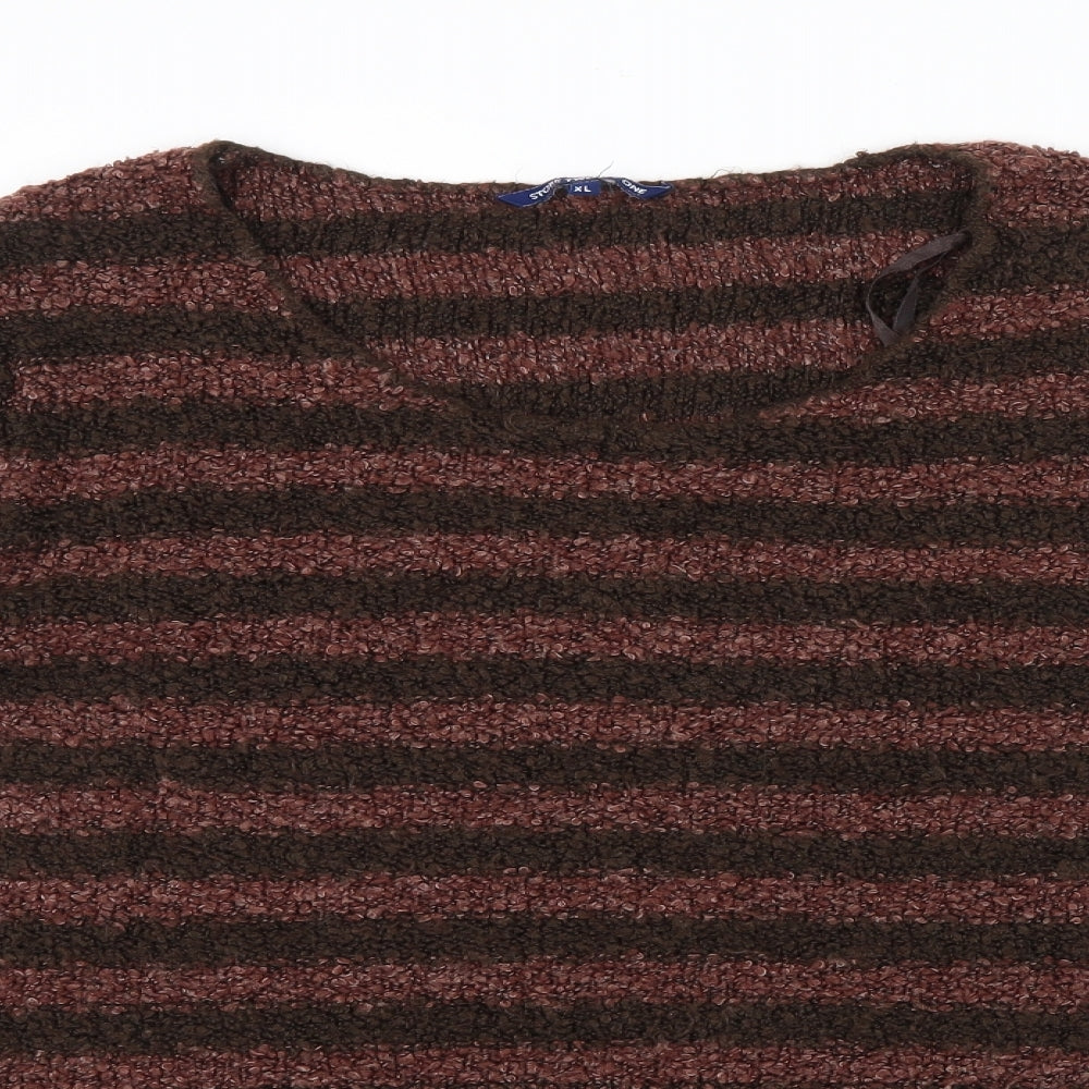 Store Twenty One Womens Brown Striped Pullover Jumper Size XL