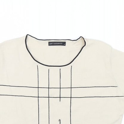 JUST ELEGANCE Womens Beige Geometric  Pullover Jumper Size M