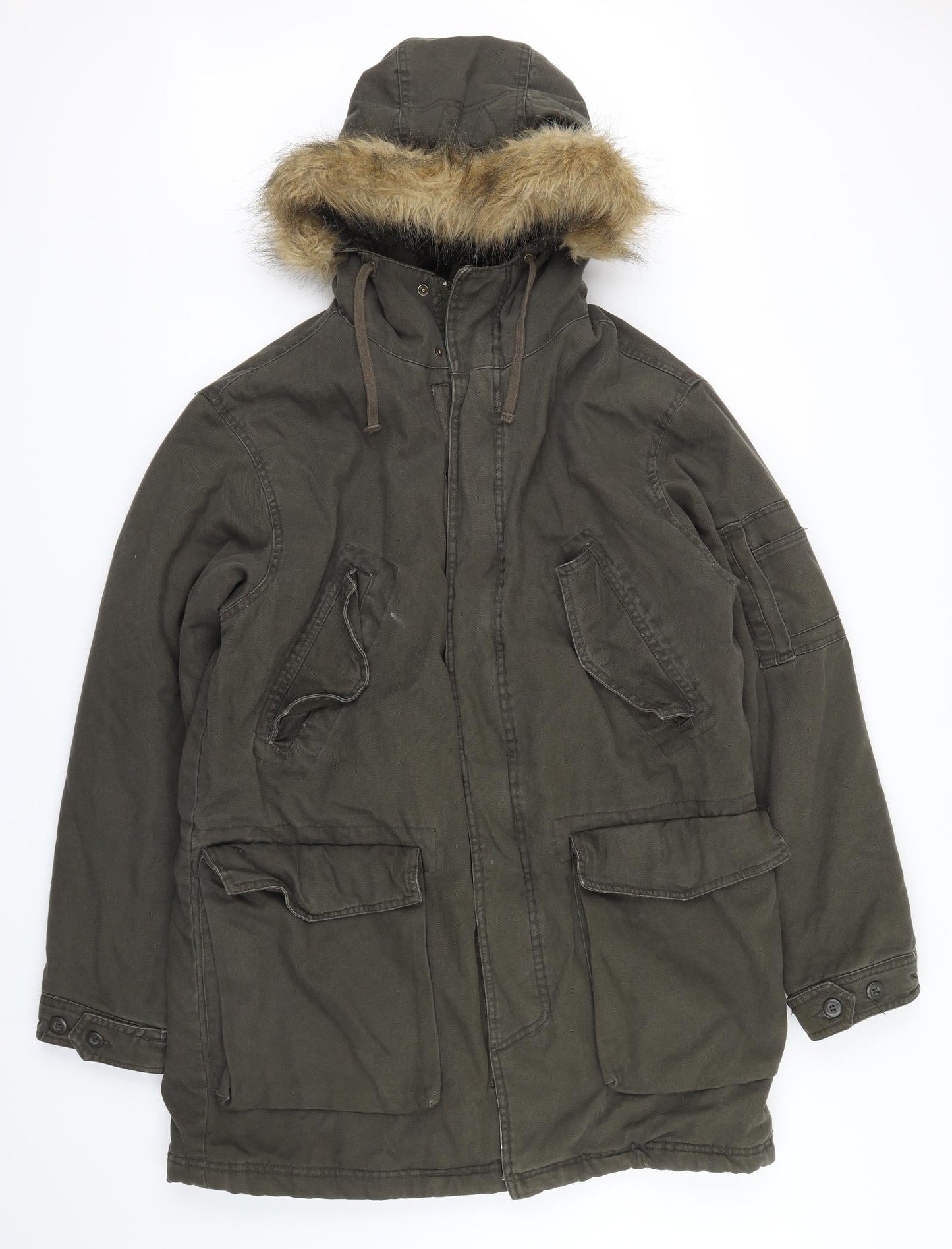 Womens UK Size M H&M Green Overcoat