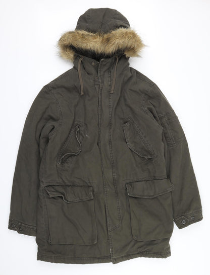 Womens UK Size M H&M Green Overcoat