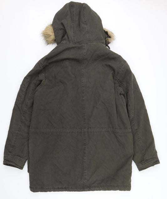 Womens UK Size M H&M Green Overcoat