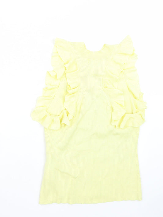 Womens UK Size M H&M Yellow Basic T-Shirt