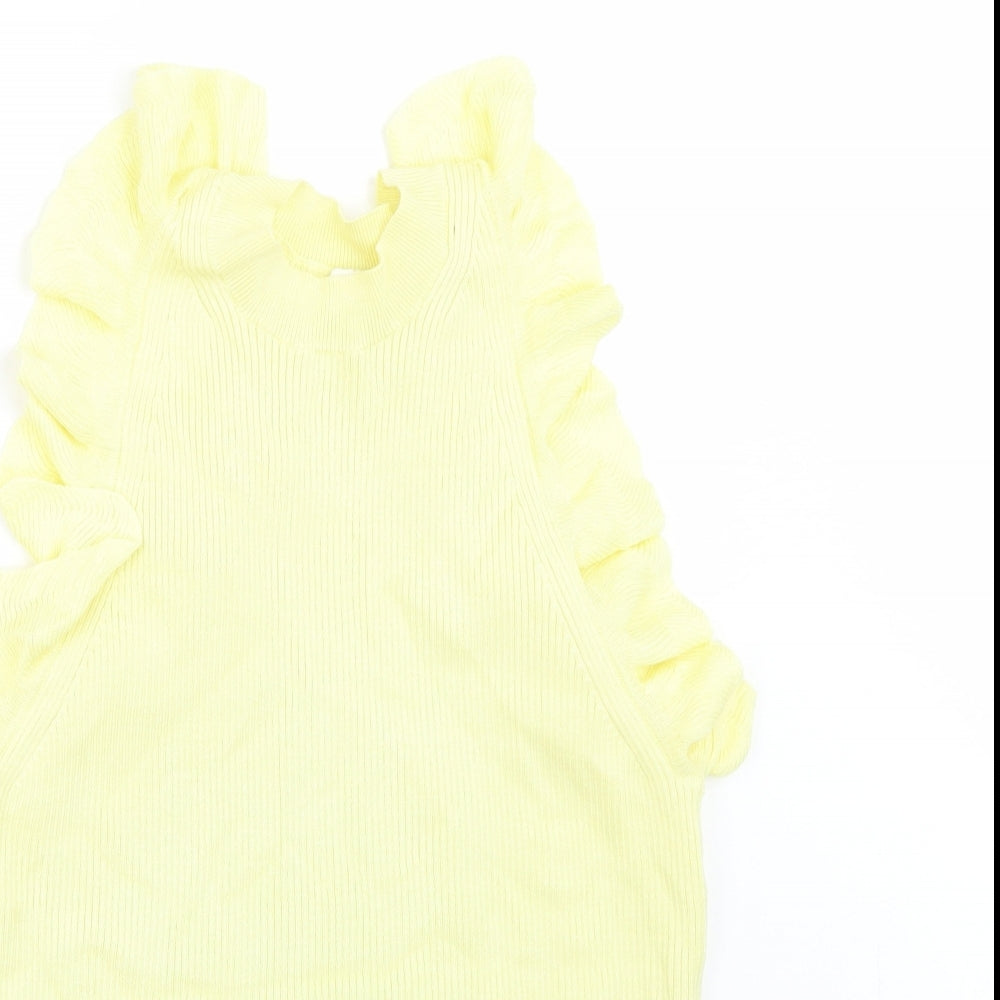 Womens UK Size M H&M Yellow Basic T-Shirt