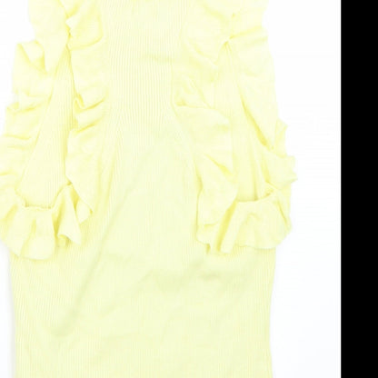 Womens UK Size M H&M Yellow Basic T-Shirt