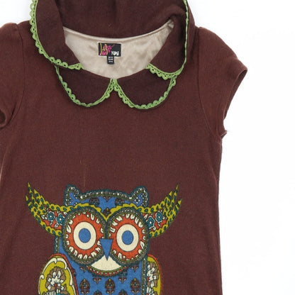 Womens UK Size 12 Yumi Brown Basic T-Shirt