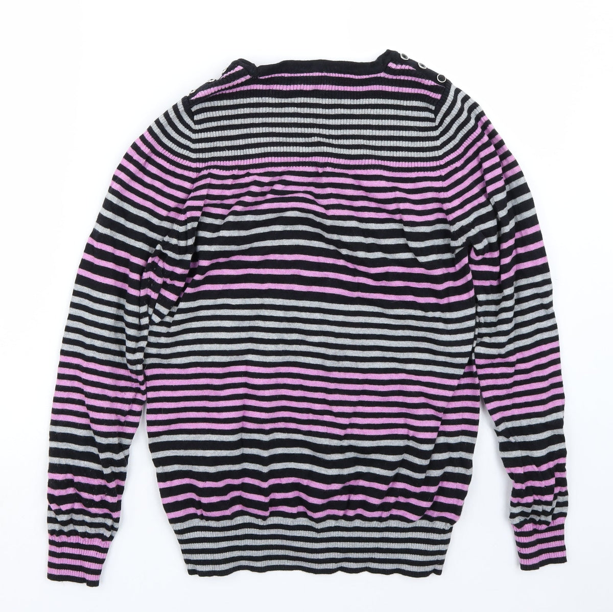 Pep&Co Womens Black Striped  Pullover Jumper Size 14