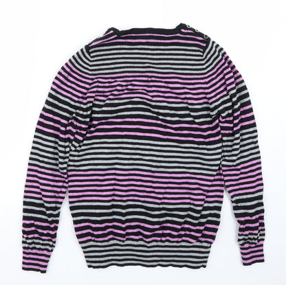 Pep&Co Womens Black Striped  Pullover Jumper Size 14