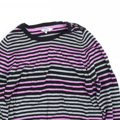 Pep&Co Womens Black Striped  Pullover Jumper Size 14