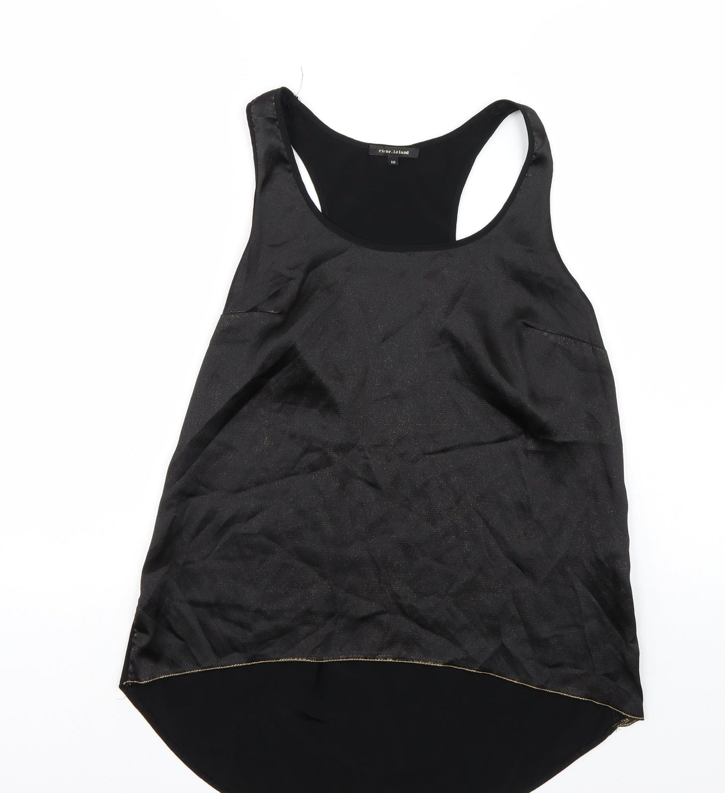 Womens UK Size 10 River Island Black Basic T-Shirt
