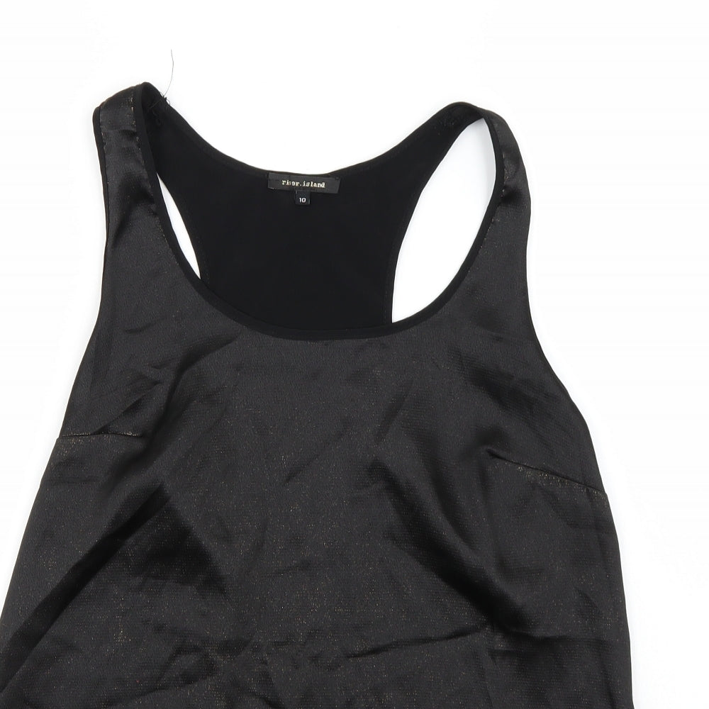 Womens UK Size 10 River Island Black Basic T-Shirt