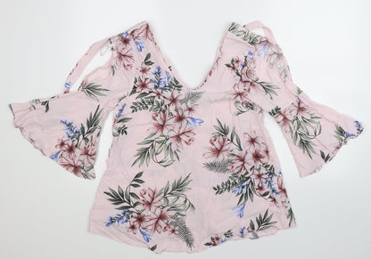 F&F Womens Pink Floral  Basic Blouse Size 6