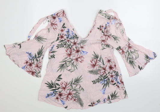 F&F Womens Pink Floral  Basic Blouse Size 6