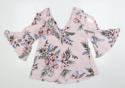 F&F Womens Pink Floral  Basic Blouse Size 6