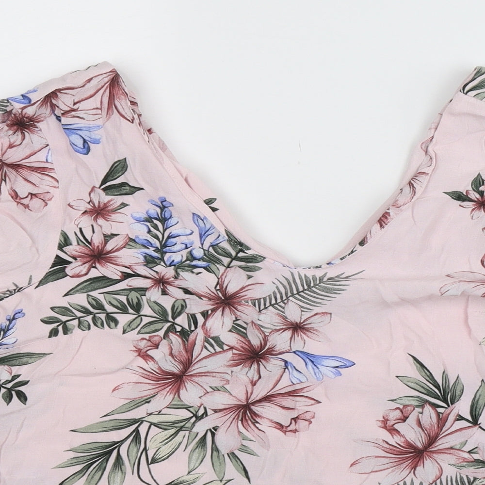 F&F Womens Pink Floral  Basic Blouse Size 6