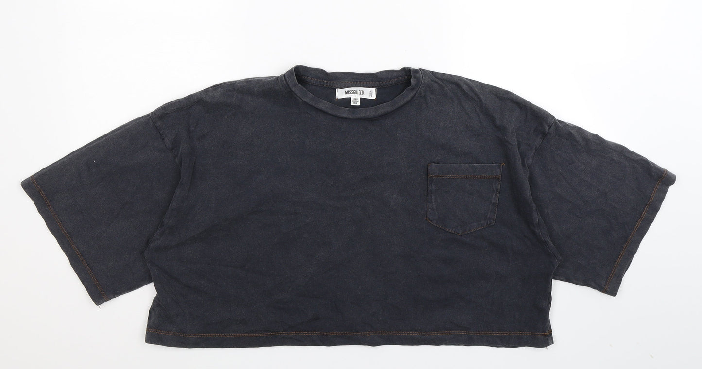 Womens UK Size 8 Missguided Blue Basic T-Shirt