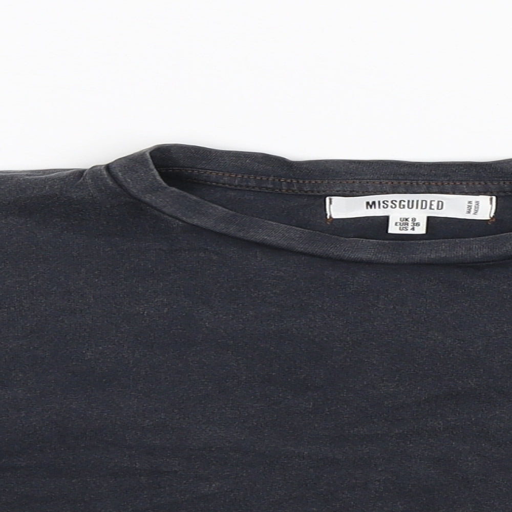 Womens UK Size 8 Missguided Blue Basic T-Shirt
