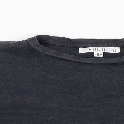 Womens UK Size 8 Missguided Blue Basic T-Shirt