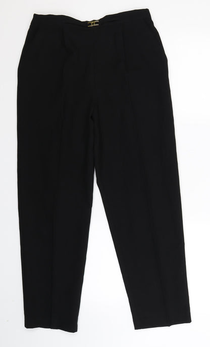 Womens UK Size 12 Mia Moda Regular Fit Dress Pants Black Trousers