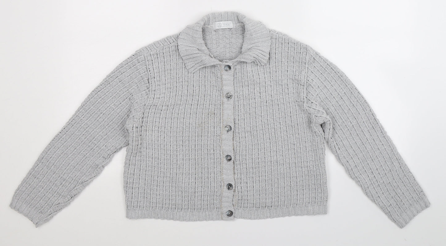 A Wear Womens Grey  Knit Cardigan Jumper Size M