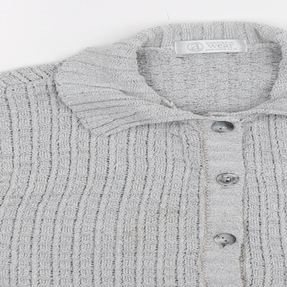 A Wear Womens Grey  Knit Cardigan Jumper Size M