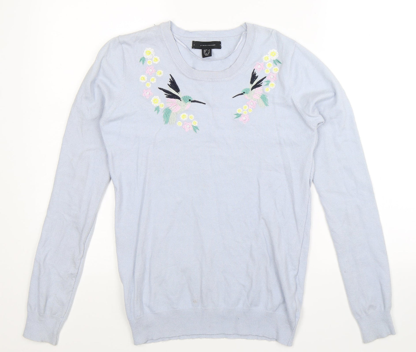 Atmosphere Womens Blue Floral Knit Pullover Jumper Size 8