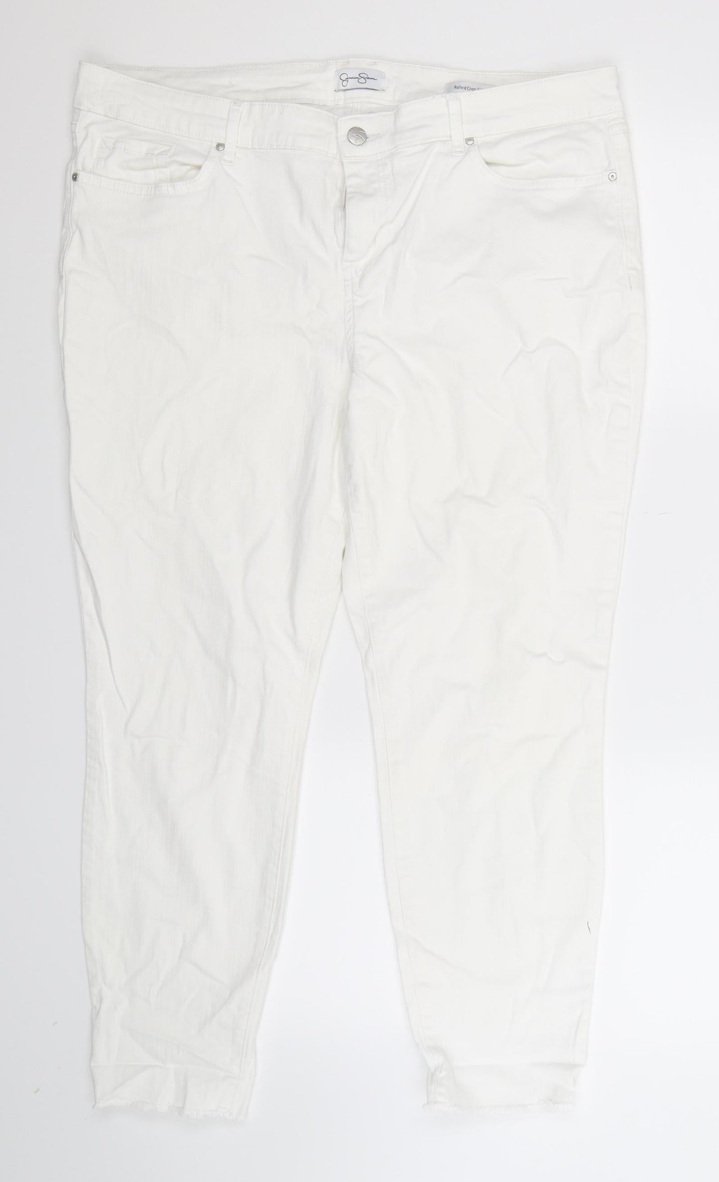 Jessica Simpson Womens White  Denim Skinny Jeans Size 18 L26 in