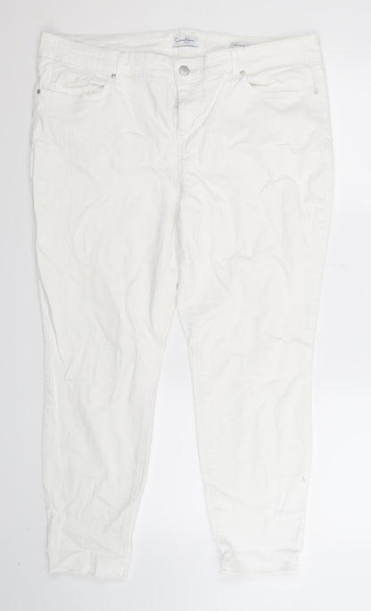 Jessica Simpson Womens White  Denim Skinny Jeans Size 18 L26 in