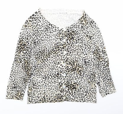 Select Womens White Animal Print  Cardigan Jumper Size 10