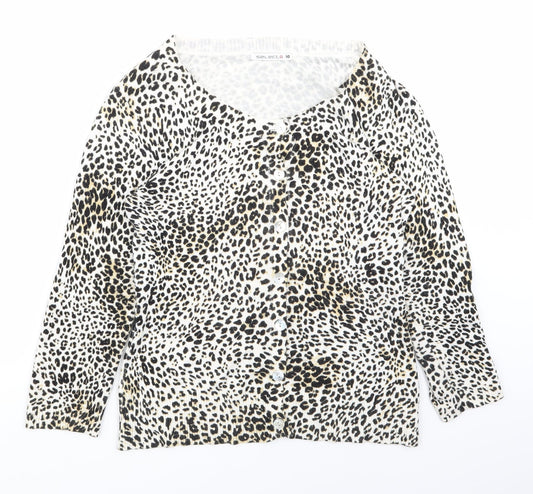 Select Womens White Animal Print  Cardigan Jumper Size 10