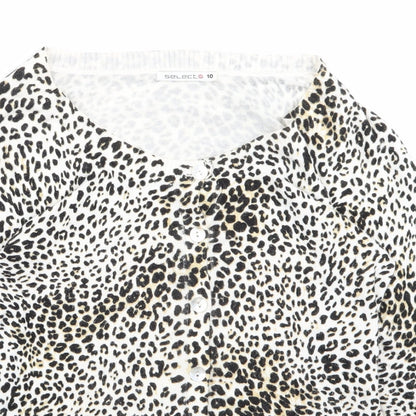 Select Womens White Animal Print  Cardigan Jumper Size 10