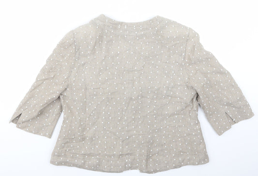 MINUET Womens Beige Polka Dot  Jacket Blazer Size 16