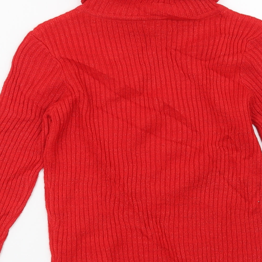 TU Girls Red Striped  Pullover Jumper Size 6 Years