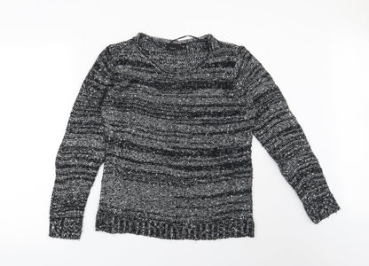 Preworn Womens Black Striped  Pullover Jumper Size XS