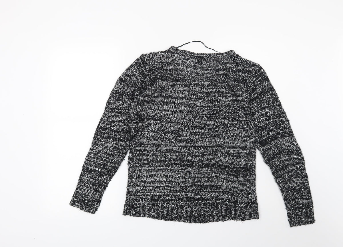Preworn Womens Black Striped  Pullover Jumper Size XS