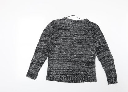 Preworn Womens Black Striped  Pullover Jumper Size XS