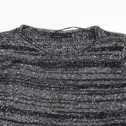 Preworn Womens Black Striped  Pullover Jumper Size XS