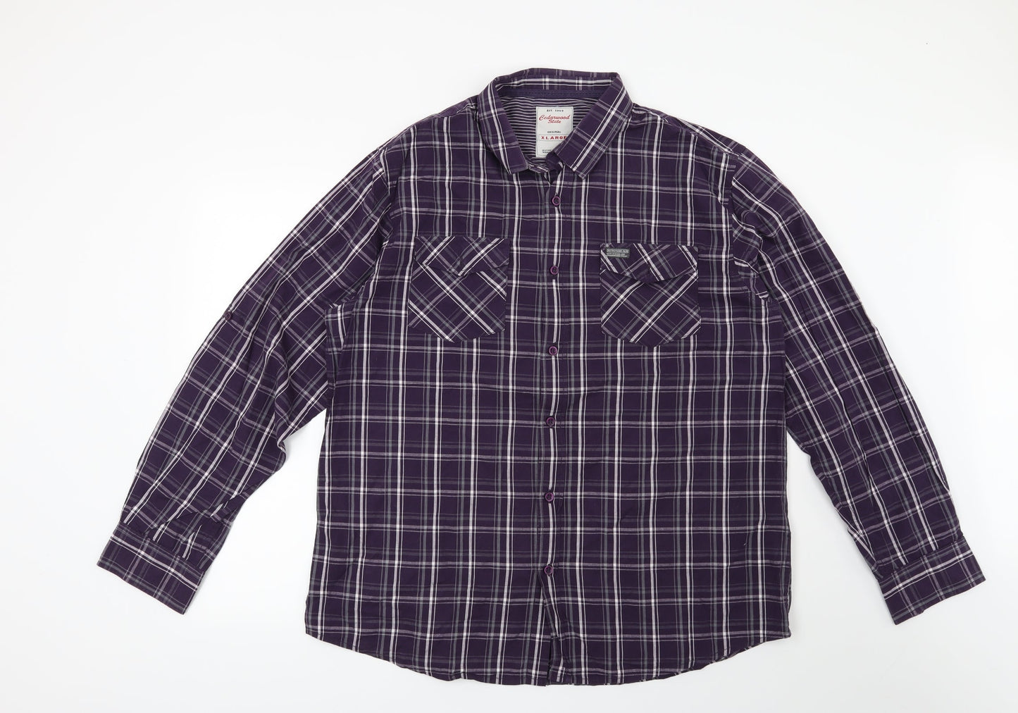 Mens UK Size XL Cedar Wood State Purple  Button-Up Long Sleeve Casual Shirt