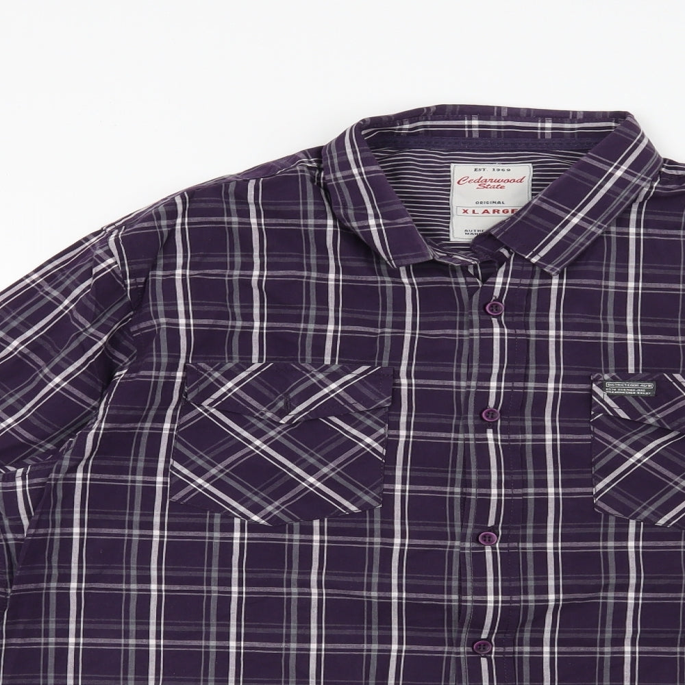 Mens UK Size XL Cedar Wood State Purple  Button-Up Long Sleeve Casual Shirt