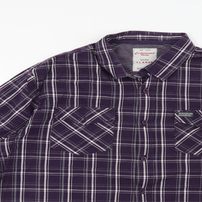 Mens UK Size XL Cedar Wood State Purple  Button-Up Long Sleeve Casual Shirt