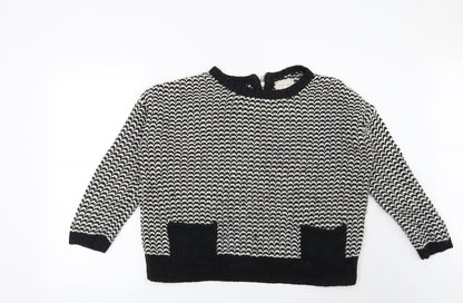 New Look Womens Black Geometric  Pullover Jumper Size 12