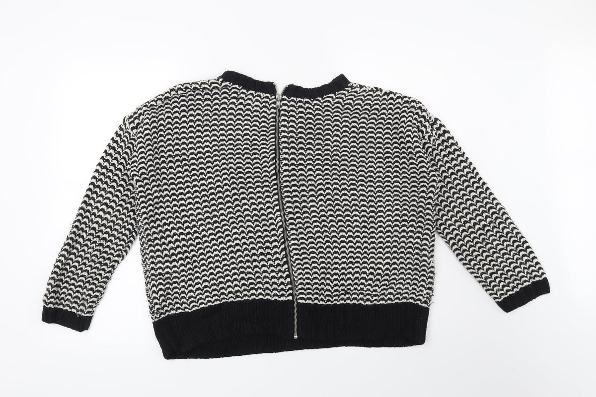 New Look Womens Black Geometric  Pullover Jumper Size 12