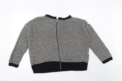 New Look Womens Black Geometric  Pullover Jumper Size 12